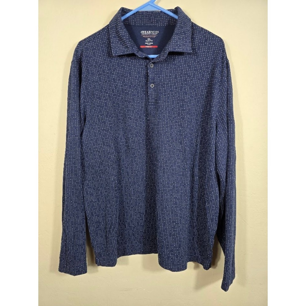 Kenneth Cole Awearness Polo Shirt Long Sleeve Slim Fit‎ Casual XL Men's